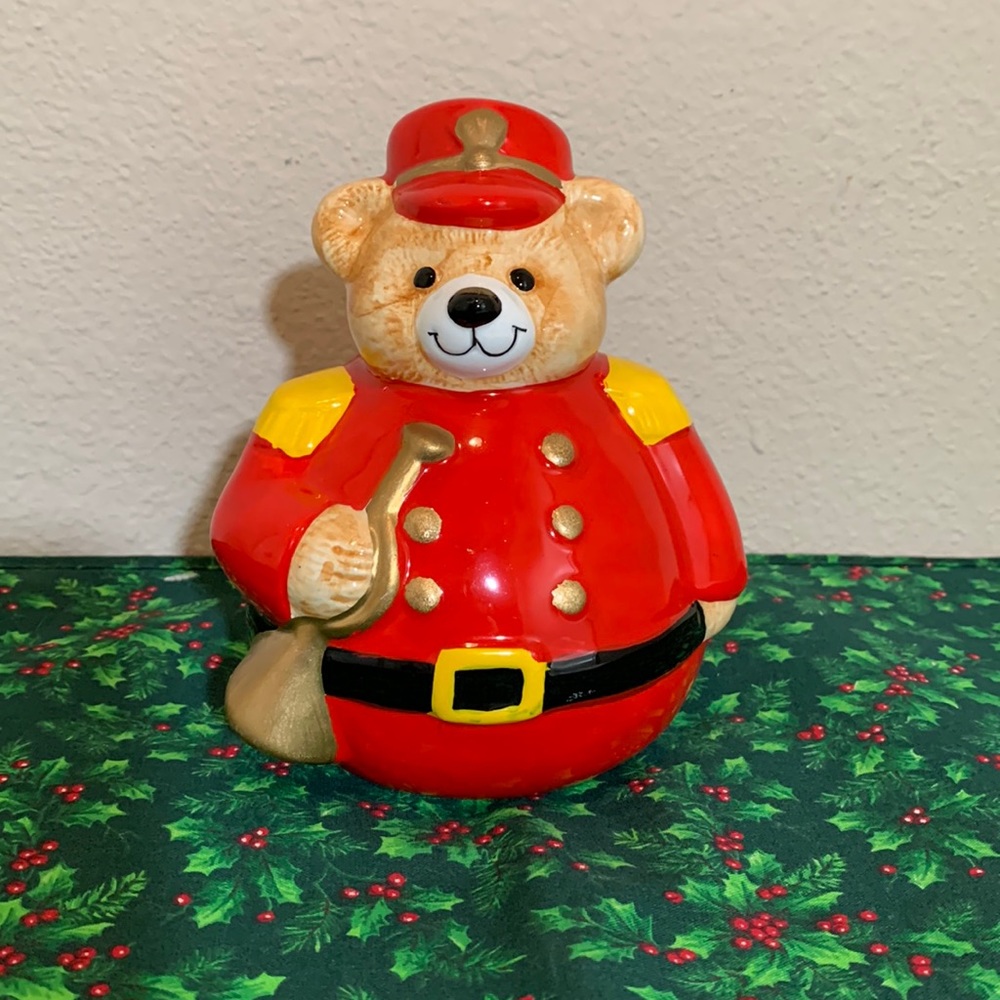 Vintage Herald Savings Bank Teddy Bear Toy Soldier, VIB